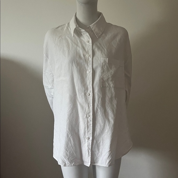 Reformation Andy Oversized Long Sleeve Button-Up Shirt White - Picture 5 of 13